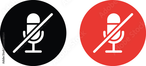 Fotografía Black and red microphone mute microphone mute no microphone symbol