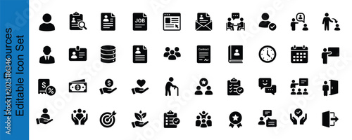 Human resources editable icon set