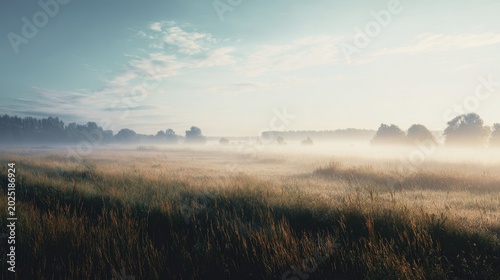 Misty Meadow at Sunrise