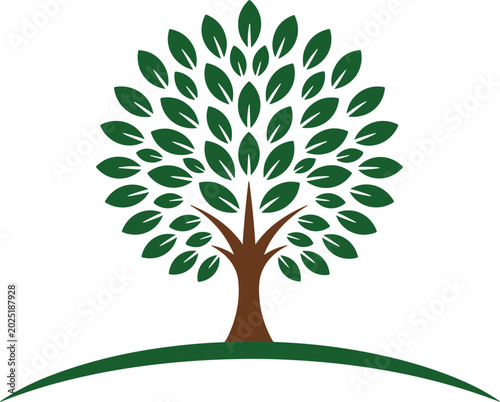 Green tree nature vector illustration, eco friendly design, sustainability concept, environmental growth symbol, organic landscape, clean ecology artwork