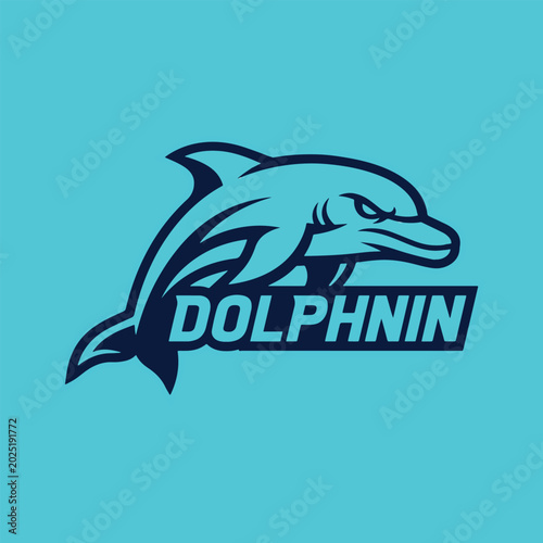 dolphin esports mascot logo clean blue design