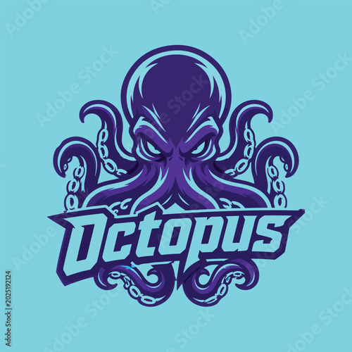 octopus esports mascot logo creative design