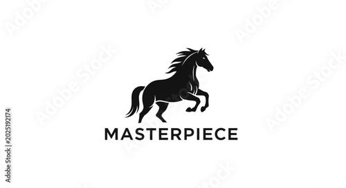 Quadro em tela Black horse silhouette in motion.