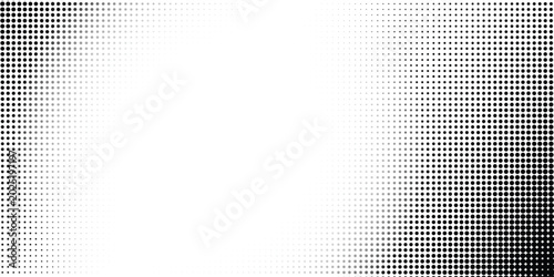 Halftone dotted background. Black dots in modern style on a white background. Vintage illustration for design concept. Modern texture. Polka dot style texture.