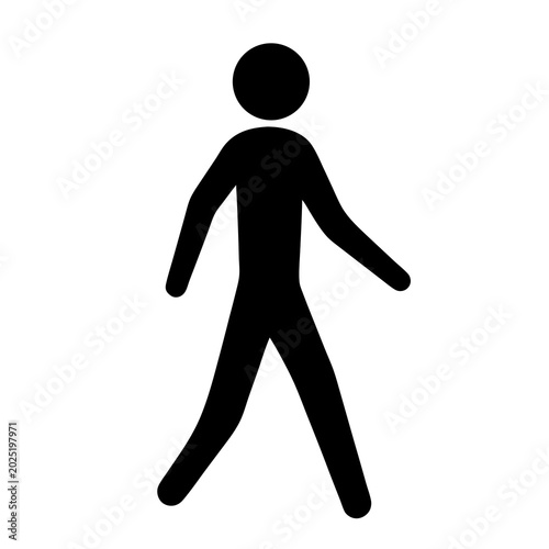 Simple black silhouette icon of a person walking in a vector design