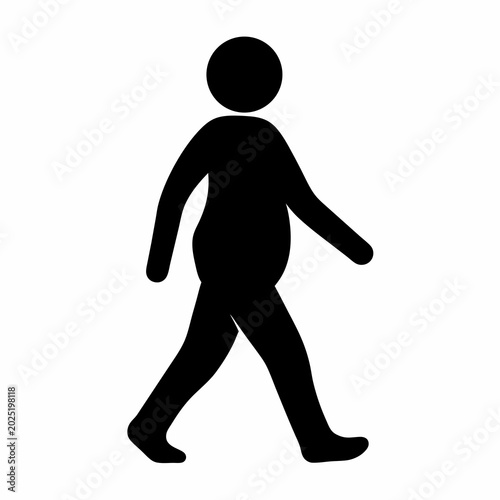 Simple black silhouette of a person walking on a white background