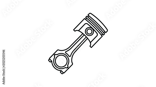 Foto Engine Piston and Connecting Rod Automotive Part Outline Icon on Isolated White