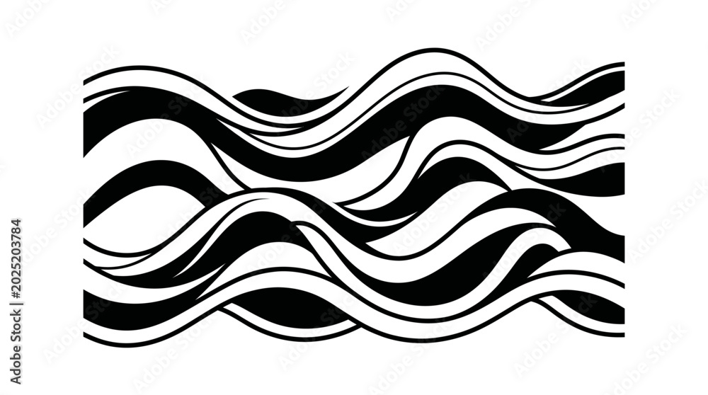 Φωτογραφία Dynamic Abstract Wavy Lines Pattern on an Isolated White Background, conveying fluid movement and modern design
