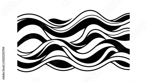 Φωτογραφία Dynamic Abstract Wavy Lines Pattern on an Isolated White Background, conveying fluid movement and modern design