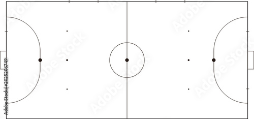 フットサルのコートのシンプルな俯瞰図のイラスト
