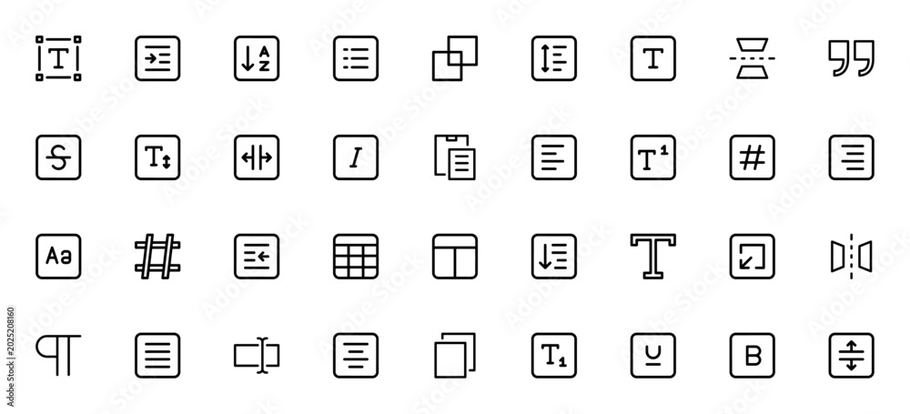 Foto Text editor icon set