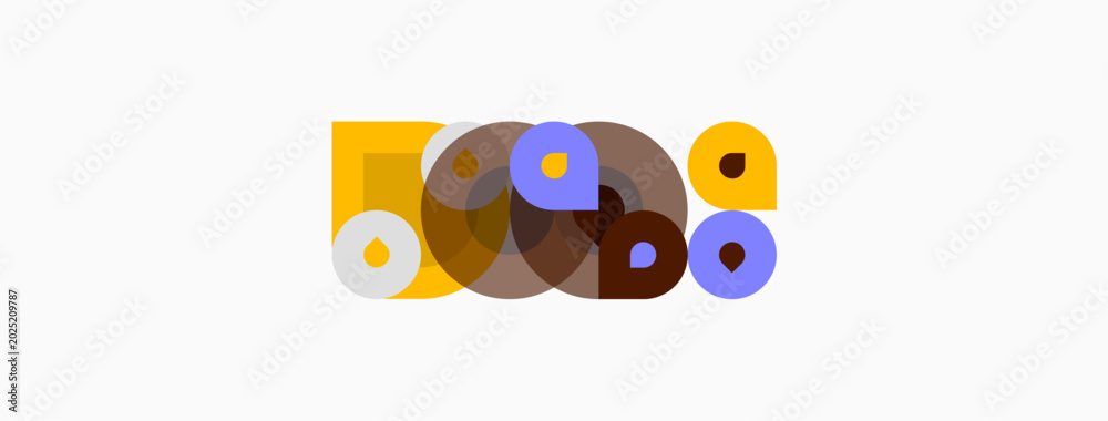 Fototapeta premium Abstract circles overlap, creating varied hues. Minimalist design features warm, cool tones. Composition feels balanced, modern.
