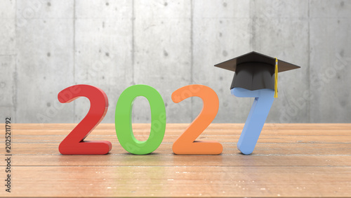 New Year 2027 Creative Design Concept with educational Concept - 3D Rendered Image