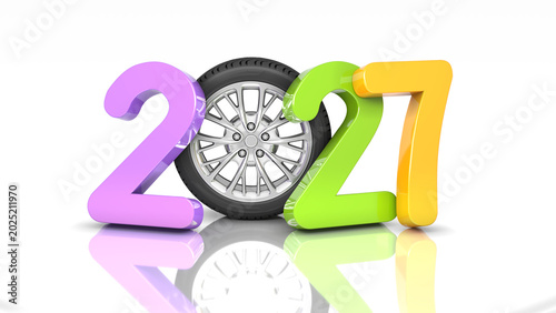 New Year 2027 Creative Design Concept with wheel - 3D Rendered Image