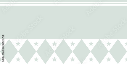 Quadro su tela pastel sage green and white harlequin pattern background with small star accents and top border stripes