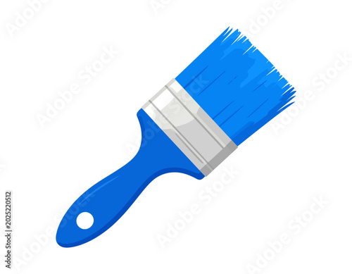 Photography A vibrant blue paintbrush with a silver ferrule and blue bristles, angled on a white background