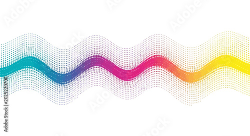 Colorful abstract rainbow dotted wave on white background