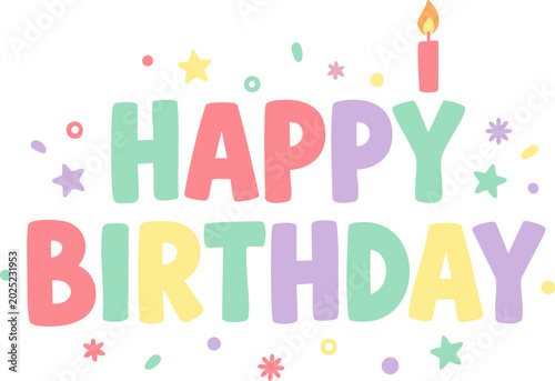 Cuadro en lienzo 파스텔톤 아기자기한 한글 생일축하해 레터링 일러스트