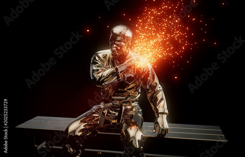 Εκτύπωση καμβά Conceptual 3D illustration of a karateka with shoulder pain