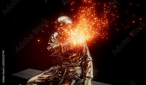 Tableau sur toile Conceptual 3D illustration of a karateka with shoulder pain
