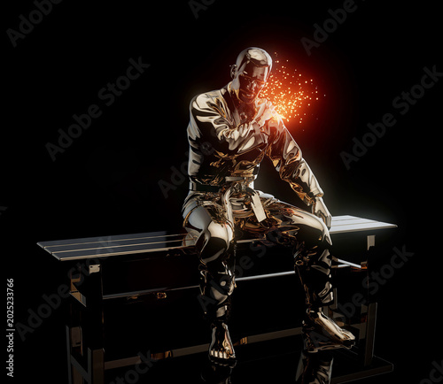 Photos Conceptual 3D illustration of a karateka with shoulder pain