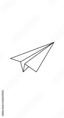 Minimalist Paper Airplane Illustration Isolated White Background Simple Design