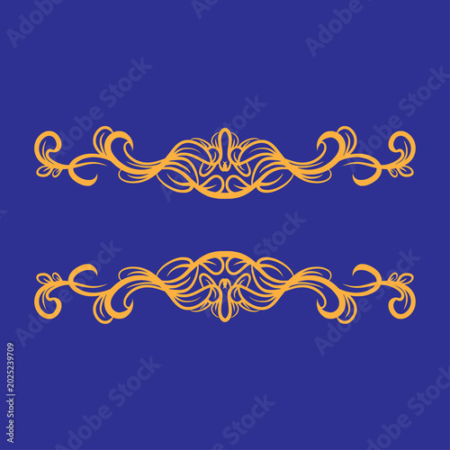 Classic Ornamental Scrollwork Dividers on a Deep Blue Background