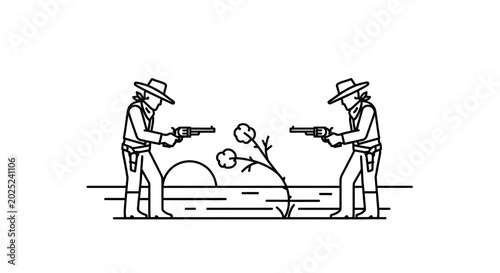 Cowboy Duel Line Art