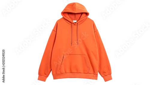 Foto A trendy vibrant solid orange cotton hoodie pullover sweatshirt apparel clothing