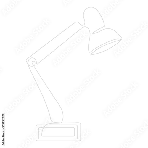 Table lamp isolated on white background. One line art continuous interior lamp vector illustration.