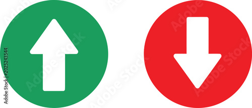 Canvas-taulu Green up arrow and red down arrow icons in circles representing increase and dec