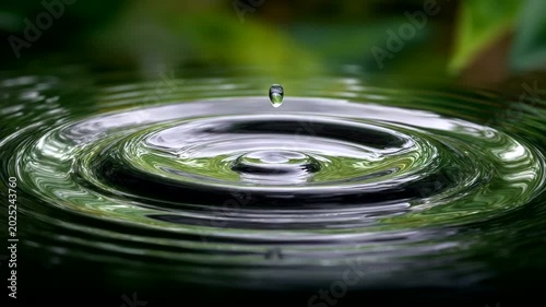 Water Droplet Creating Ripples in a Serene Pond