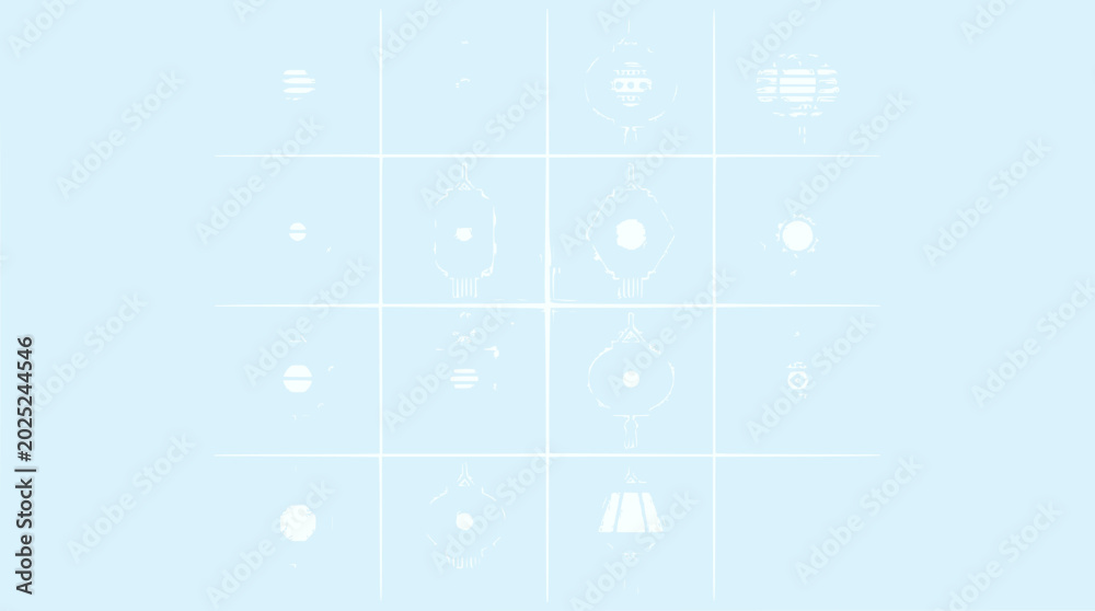 Fototapeta premium Abstract Futuristic Grid with Geometric Shapes and Orbits