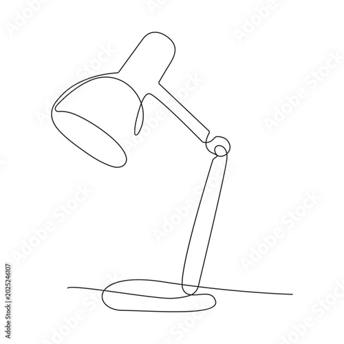 Table lamp isolated on white background. One line art continuous interior lamp vector illustration.