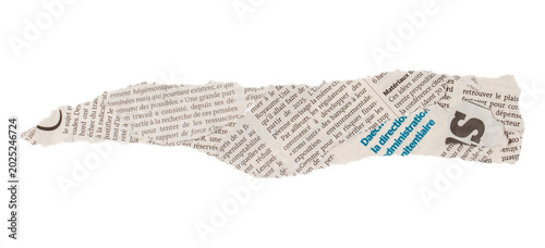 Torn Newspaper Clipping with French Text