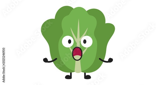 Canvas Print Surprised Lettuce Character with Big Eyes and Open Mouth