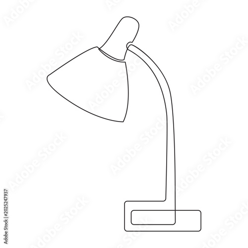 Table lamp isolated on white background. One line art continuous interior lamp vector illustration.