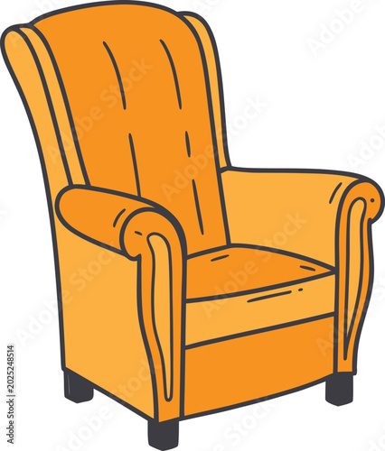 Orange armchair isolated on white background