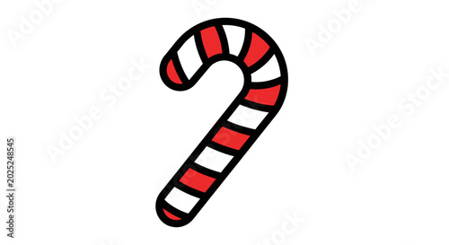 Striped candy cane illustration on white background holiday season concept