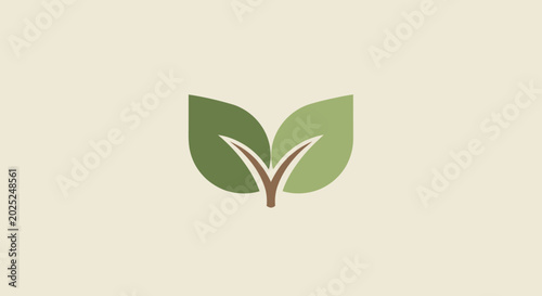 Stylized illustration of two green leaves representing growth and nature