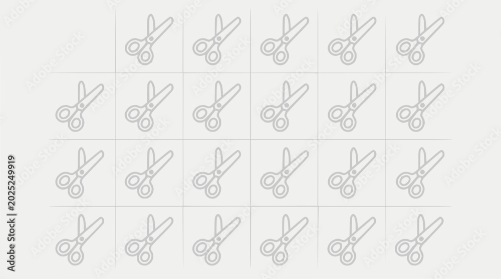 Obraz premium Seamless Pattern of Scissors Icons on White Background, Graphic Design Element
