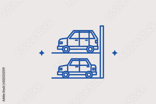 Tableau sur toile Suvs in a multi-level lift line icon for automated dealership storage and modern residential garage projects