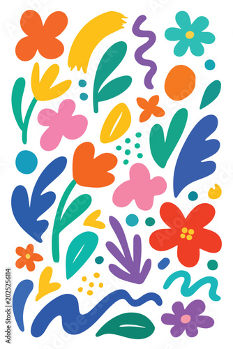 Bild auf Leinwand abstract colorful floral doodle drawing