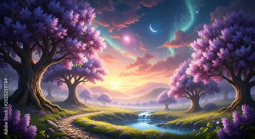 Dreamy Lilac Landscape.
