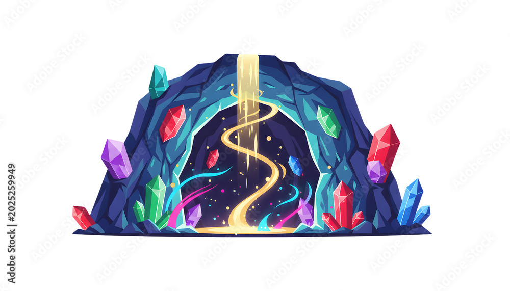 Εκτύπωση καμβά Crystal cave with glowing tunnel.