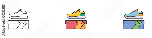 Foto Sneaker and shoebox icon set
