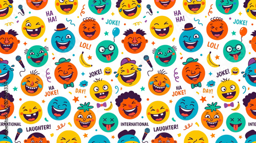 Cuadro en lienzo Funny Faces Background: Laughter, Jokes, and Joyful Expressions