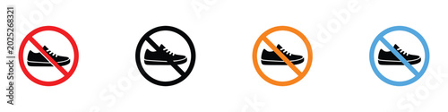 Fotografía No shoes allowed prohibition sign icon set