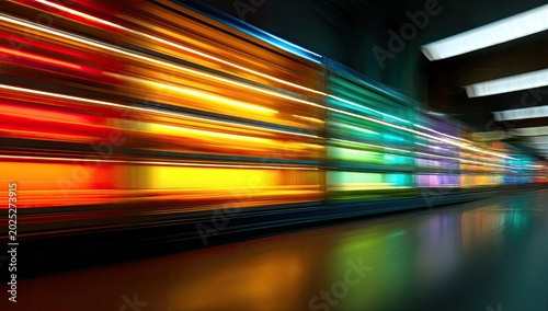 Abstract Streaks of Light Motion Blur in a Tunnel.