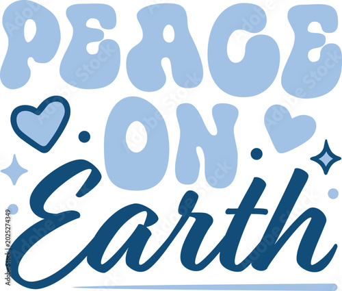 Schilderij op canvas Peace on earth lettering world peace activism protest sign peacemaker peaceful activist blue text sticker shirt design